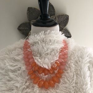 Vintage beaded necklace orange pink